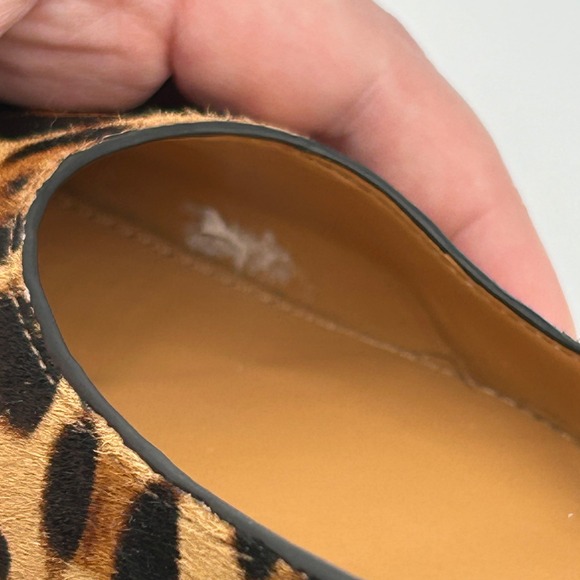 J.Crew Marina Calf Hair Pointy‎ Toe Flats Leopard Print Slip On Women's Size 6.5 - Picture 9 of 13